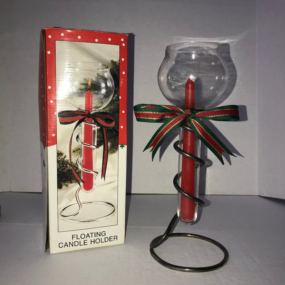 Vtg Christmas Floating Candle Intenational Silver